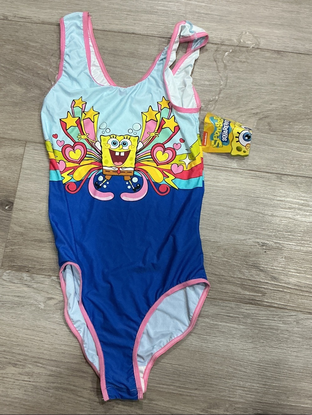 Kids SpongeBob Blue & Light Blue One-Piece Swimsuit